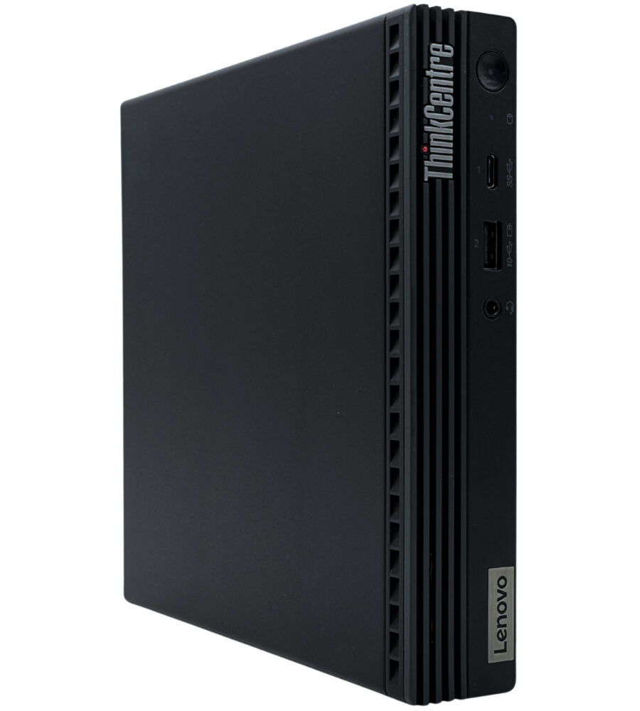Lenovo ThinkCentre M70q G2 Tiny – lewy profil urządzenia Komputer biznesowy Lenovo ThinkCentre M70q G2 Tiny płaski profil lewej strony obudowy