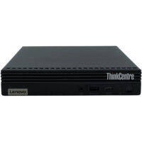 Lenovo ThinkCentre M70q G2 Tiny – widok od przodu komputera Komputer poleasingowy Lenovo ThinkCentre M70q G2 Tiny widok od przodu z widocznymi portami USB i audio