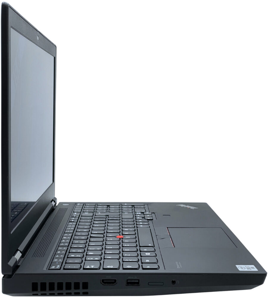Lenovo ThinkPad P15 Gen 1 – profil lewej strony Lenovo ThinkPad P15 Gen 1 profil lewego boku obudowy z portami rozszerzeń