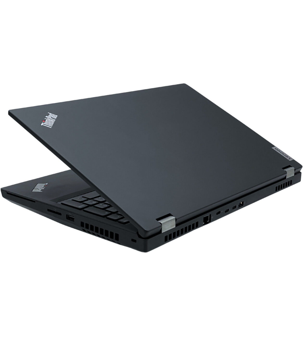 Lenovo ThinkPad P15 Gen 1 zamknięta czarna obudowa z minimalistycznym logo ThinkPad widok z góry