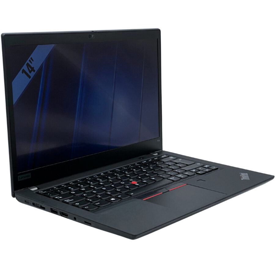 Lenovo ThinkPad T14 Gen 1 – lewy bok z portami Lenovo ThinkPad T14 Gen 1 widok z lewej strony pod kątem z portami USB i HDMI