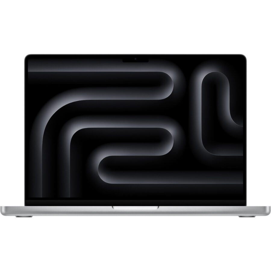 Apple MacBook Pro 14 A2992 – widok od przodu laptopa Laptop poleasingowy Apple MacBook Pro 14 A2992 widok od przodu z otwartym jasnym ekranem Retina XDR