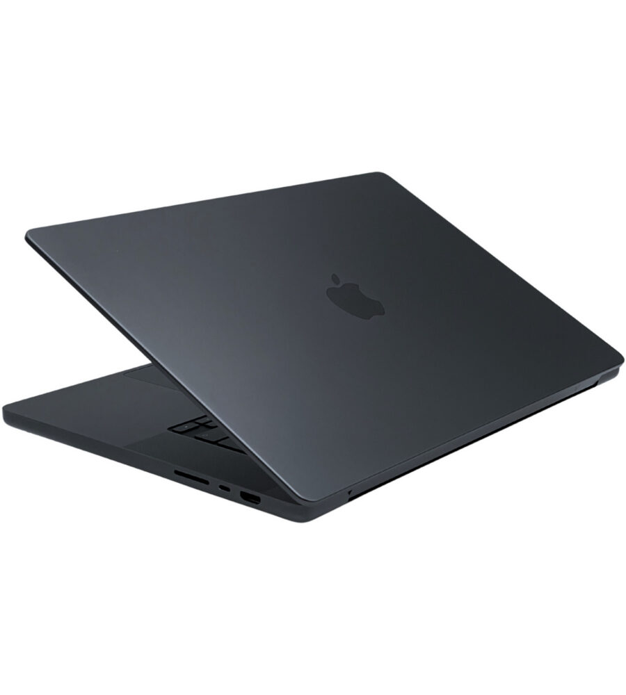 Apple MacBook Pro 16 A2991 – górna klapa laptopa Apple MacBook Pro 16 A2991 zamknięta pokrywa górna z błyszczącym logo Apple Space Black