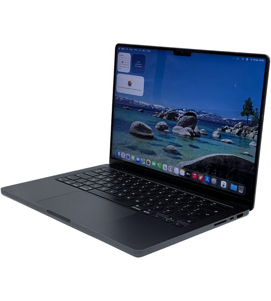 Apple MacBook Pro 14 A2992 – prawy bok pod kątem Apple MacBook Pro 14 A2992 widok z prawej strony pod kątem z profilu biznesowego
