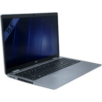 Dell Latitude 5550 widok z lewej strony pod kątem z portami USB-C i otworami wentylacyjnymi