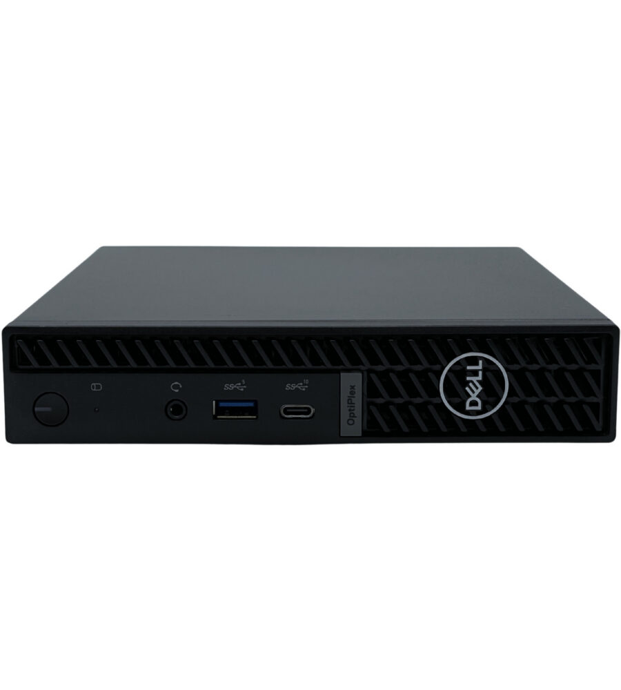 Dell Optiplex 7020 Micro – górna część przedniej obudowy Dell Optiplex 7020 Micro zbliżenie na przedni panel i logo Dell