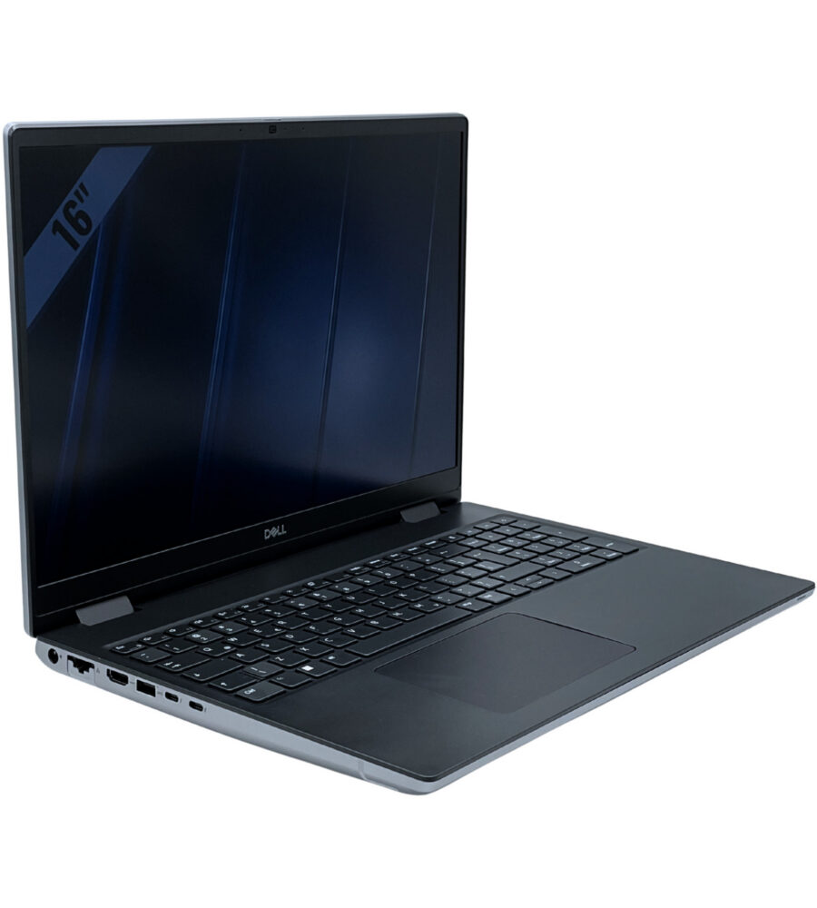 Dell Precision 7670 – lewa strona pod kątem Dell Precision 7670 widok z lewej strony pod kątem z portami Thunderbolt i zasilania