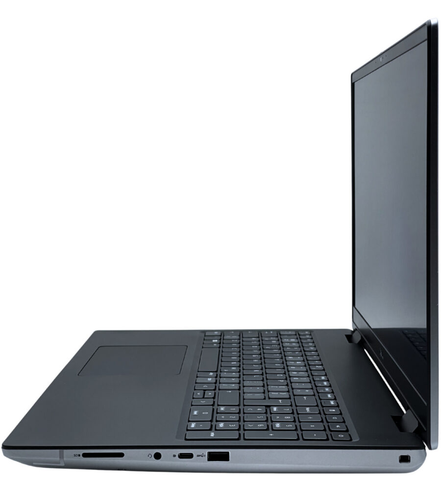 Dell Precision 7670 – prawy bok laptopa Dell Precision 7670 widok z prawej strony z portami USB czytnikiem kart SD i audio