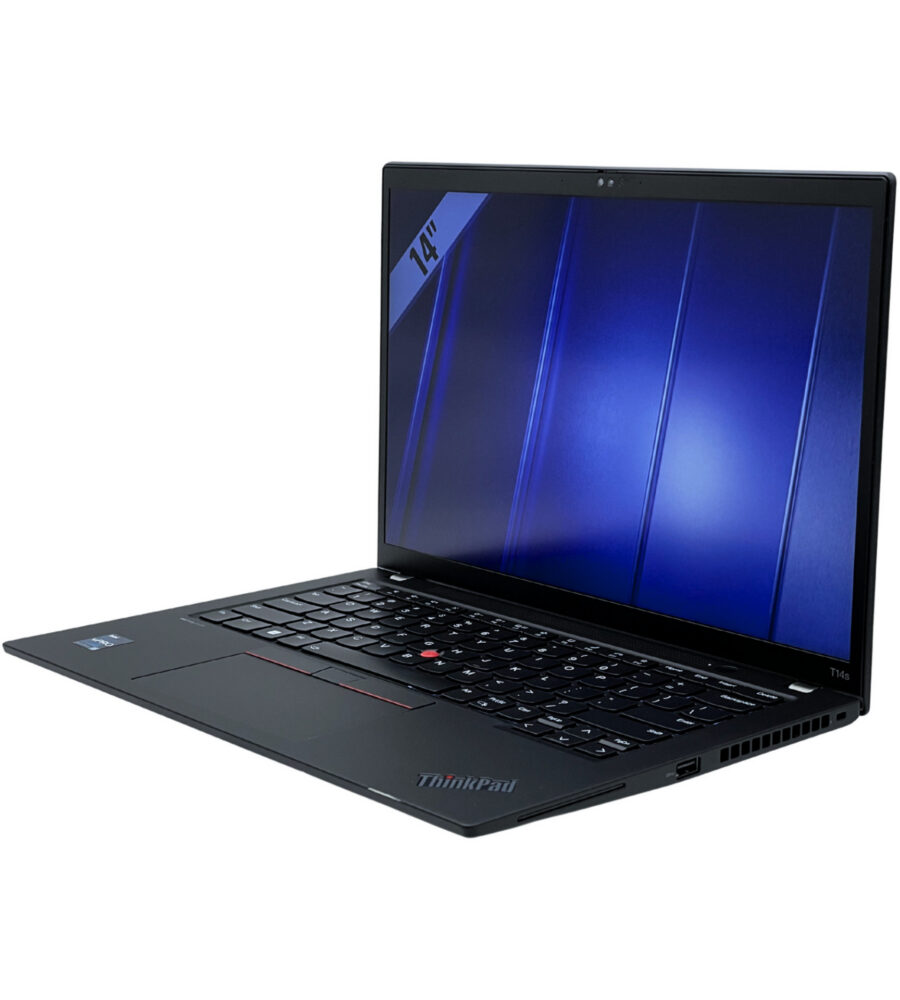 Lenovo ThinkPad T14s Gen 4 widok z prawej strony pod kątem czarna matowa obudowa magnezowa