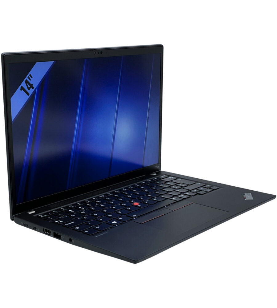 Lenovo ThinkPad T14s Gen 4 – lewy bok pod kątem Lenovo ThinkPad T14s Gen 4 widok z lewej strony pod kątem z portami