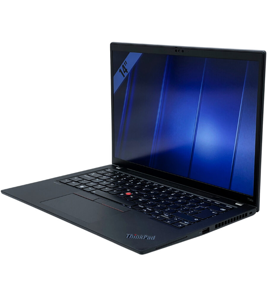 Lenovo ThinkPad T14s Gen 4 – prawy bok pod kątem Lenovo ThinkPad T14s Gen 4 widok z prawej strony pod kątem z portami