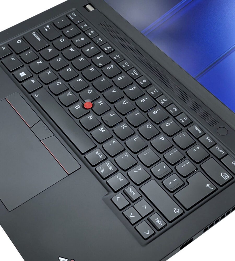 Lenovo ThinkPad T14s Gen 4 – klawiatura i pulpit roboczy Lenovo ThinkPad T14s Gen 4 widok na pulpit roboczy, klawiaturę i TrackPoint