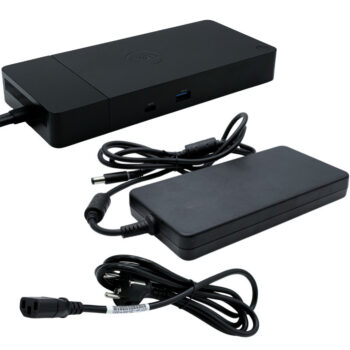 Stacja dokująca Dell WD19DCS widok od przodu z logo Dell i portami USB-C