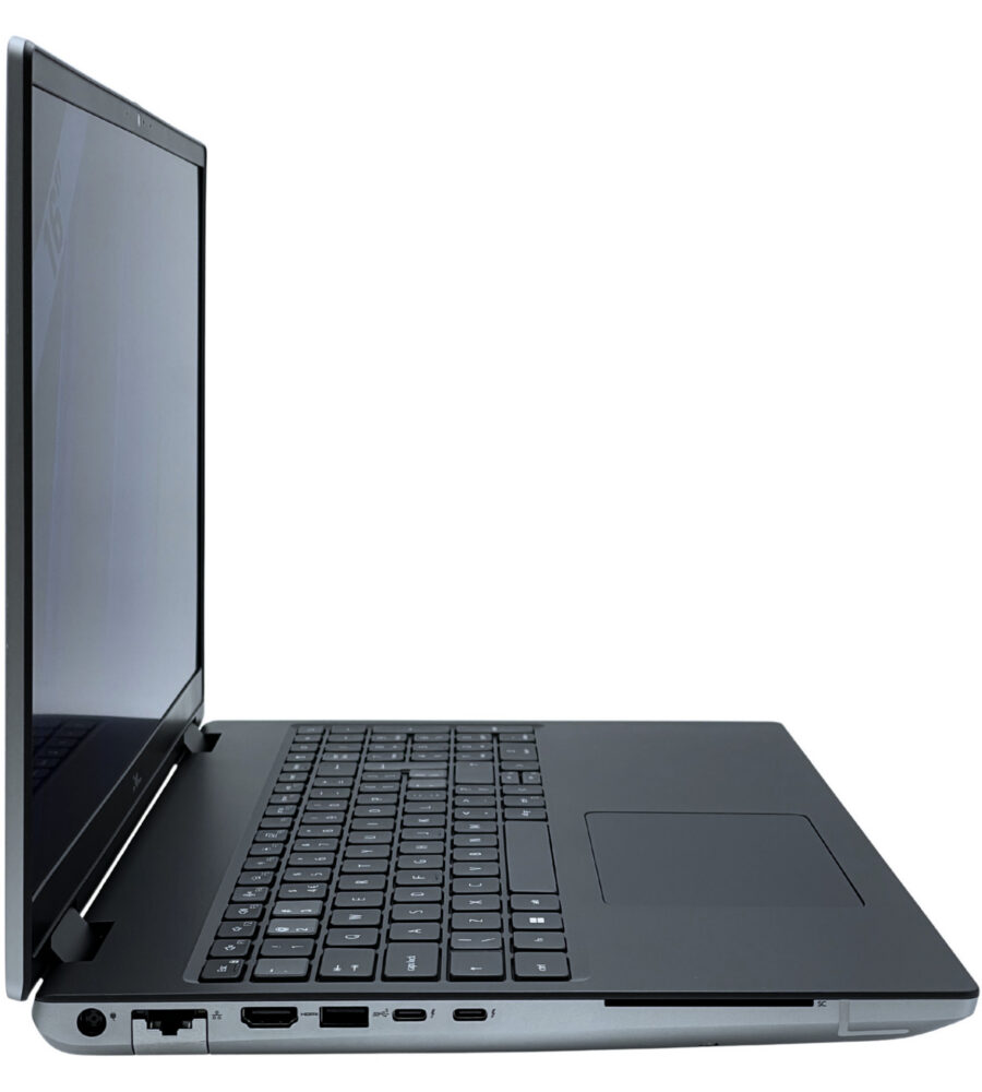 Dell Precision 7680 – lewa strona porty Dell Precision 7680 widok bezpośrednio z lewej strony z widocznymi portami