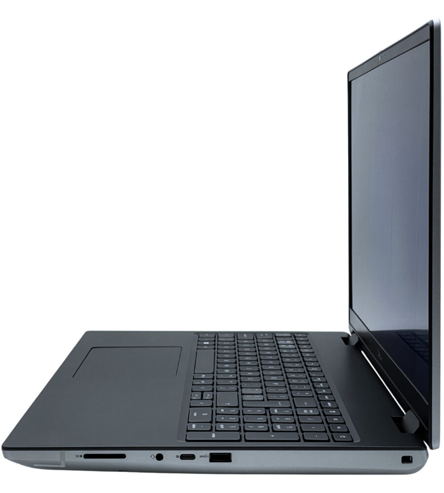 Dell Precision 7680 – prawa strona porty Dell Precision 7680 widok bezpośrednio z prawej strony z portami USB i blokadą