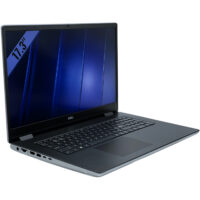 Dell Precision 7770 – lewy bok laptopa pod kątem Dell Precision 7770 widok z lewej strony pod kątem z portami Thunderbolt i zasilaniem