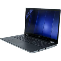 Dell Precision 7770 – prawy bok laptopa pod kątem Dell Precision 7770 widok z prawej strony pod kątem z portami USB i czytnikiem kart