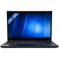 Lenovo ThinkPad T14 G2 – widok od przodu Lenovo ThinkPad T14 G2 widok od przodu z otwartym ekranem i pulpitem roboczym