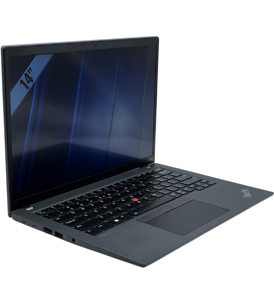 Lenovo ThinkPad T14s Gen 3 – lewy profil pod kątem Lenovo ThinkPad T14s Gen 3 widok z lewej strony pod kątem z portami Thunderbolt