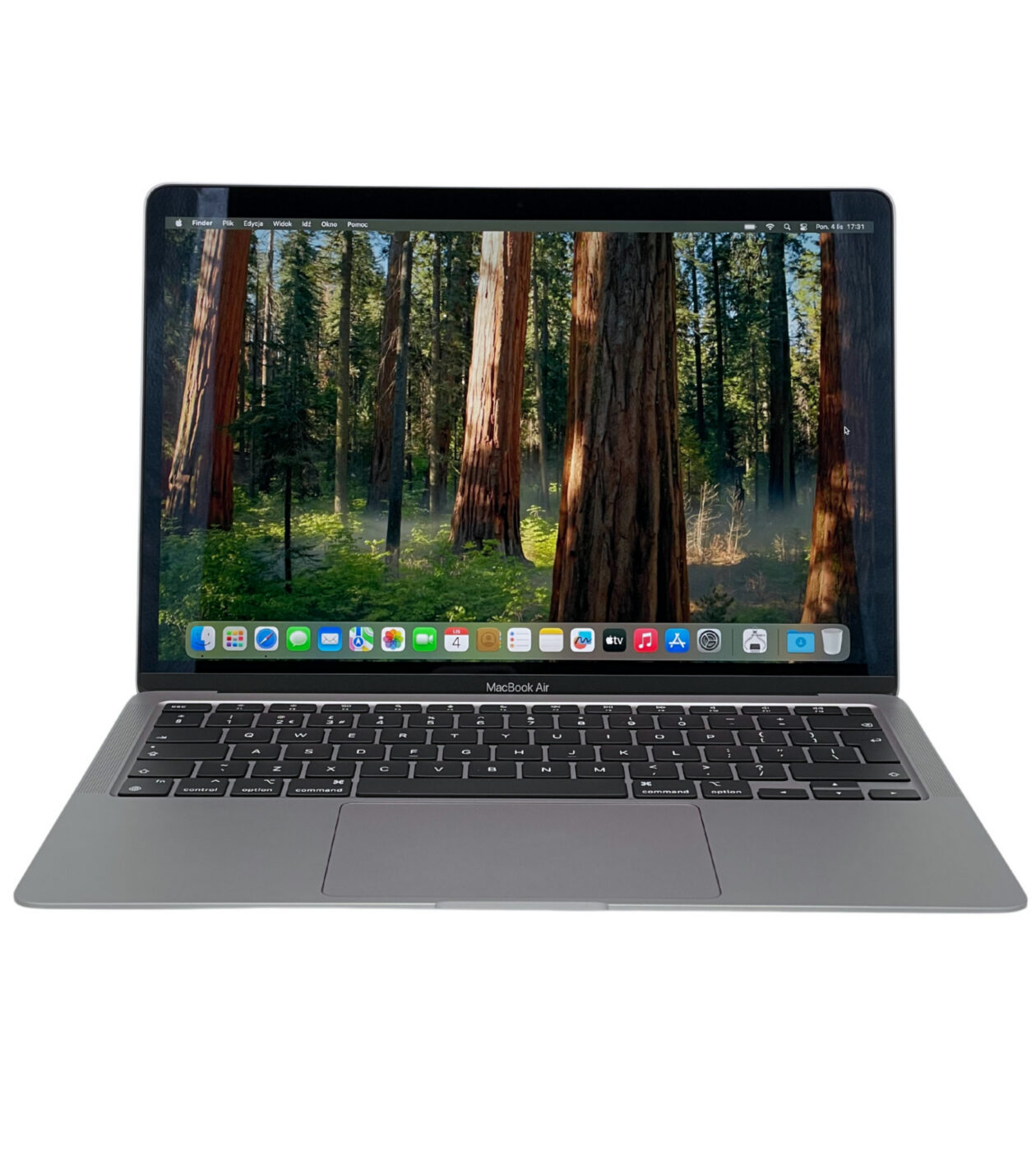 Apple MacBook Air 13 A2337 widok z przodu z włączonym ekranem Retina