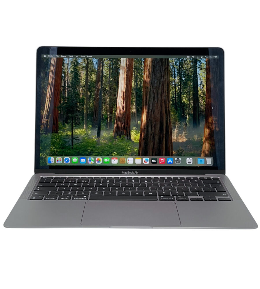 Apple MacBook Air 13 A2337 – widok od przodu Apple MacBook Air 13 A2337 widok z przodu z włączonym ekranem Retina