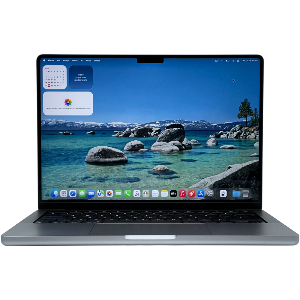 Apple MacBook Pro 14 widok z przodu zamkniętej lub otwartej obudowy