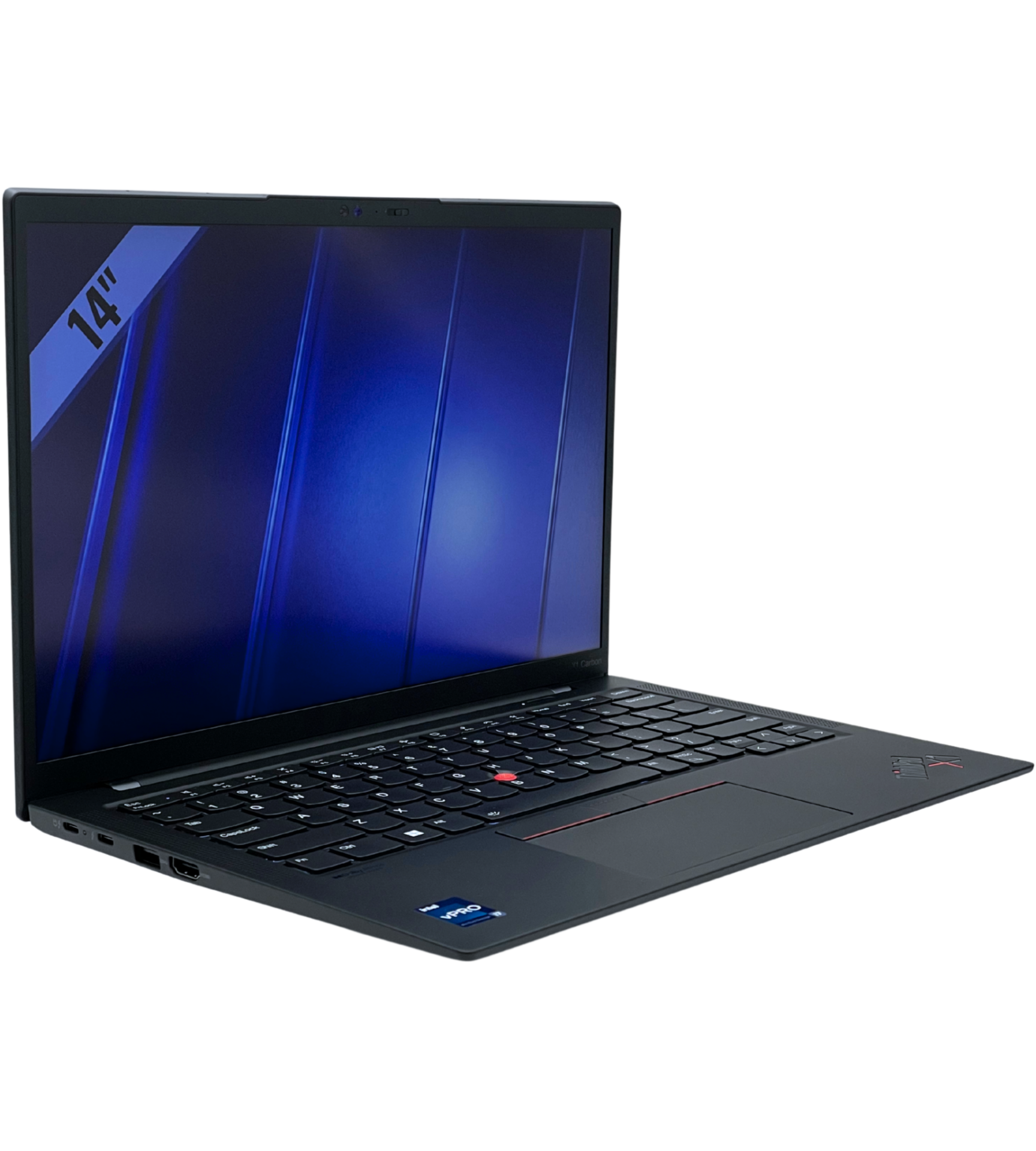 Lenovo X1 Carbon G10 widok z lewej strony pod kątem z portami